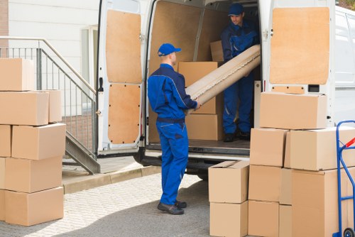 Office relocation planning and packing materials in an Italian business setting