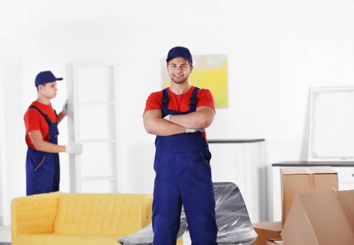 Careful unpacking of boxes in an Italian apartment