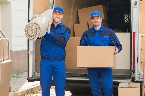 Removal crew working in a typical Italian apartment building