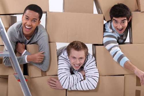 Boxes and packing materials prepared for a move in Italy