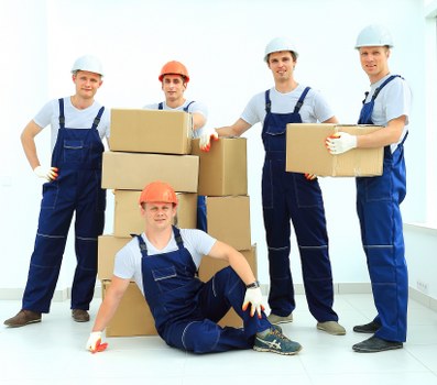 Packed boxes and furniture prepared for a home removal in Italy