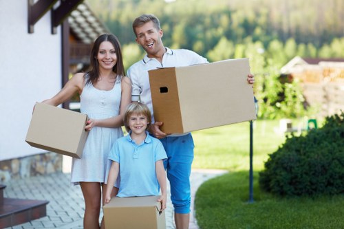 Removal team planning a move in an Italian city apartment area