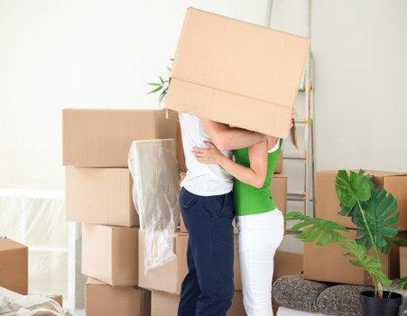 Furniture collection and delivery by van in an Italian city