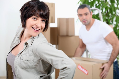 Moving boxes and household items prepared for house removals in Italy
